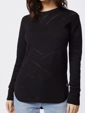 Tentree Organic Cotton Black Minimalist Knit Sweater Lightweight